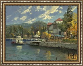 Lake Como Framed Paintings - lake arrowhead by Thomas Kinkade