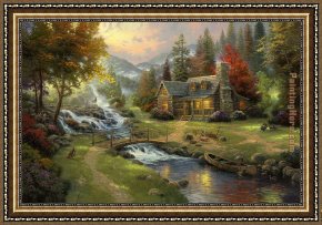 Paradise Framed Paintings - Mountain Paradise by Thomas Kinkade