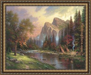 Among The Sierra Nevada Mountains California Framed Paintings - Mountains Declare his Glory by Thomas Kinkade