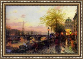 Thomas Kinkade Framed Paintings - PARIS EIFFEL TOWER by Thomas Kinkade