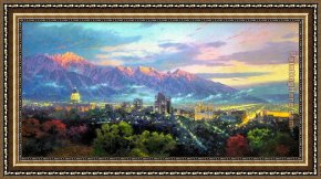 Lake Como Framed Paintings - Salt Lake, City of Lights by Thomas Kinkade