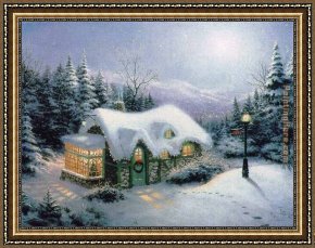 The Night Cafe Framed Paintings - Silent Night by Thomas Kinkade