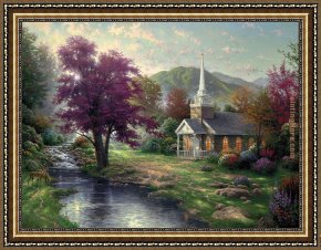 Cottage Stream Framed Paintings - Streams of Living Water by Thomas Kinkade