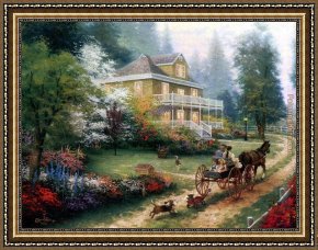 Sunday Afternoon on The Island of La Grande Jatte Framed Paintings - Sunday at Apple Hill by Thomas Kinkade