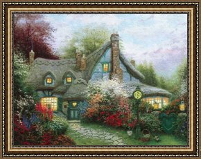 Childhood Sweethearts Framed Paintings - Sweetheart Cottage by Thomas Kinkade