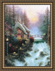Cottage Stream Framed Paintings - Sweetheart Cottage II by Thomas Kinkade