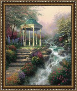 Childhood Sweethearts Framed Paintings - Sweetheart Gazebo by Thomas Kinkade