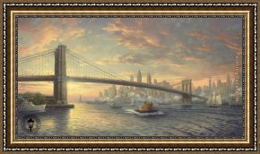Thomas Kinkade Framed Paintings - The Spirit of New York by Thomas Kinkade