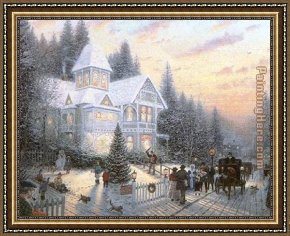 Thomas Kinkade Framed Paintings - Victorian Christmas by Thomas Kinkade