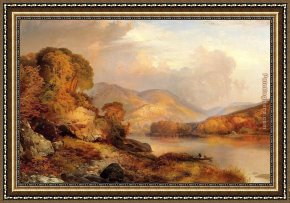Landscape Framed Paintings - Autumn Landscape by Thomas Moran