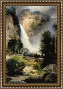 Genesis The Fall And Expulsion From Paradise The Original Sin Framed Paintings - Cascade Falls Yosemite by Thomas Moran