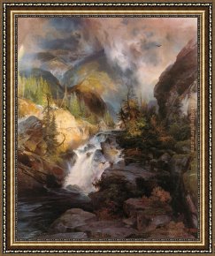 Sleeping Child Framed Paintings - Children of the Mountain by Thomas Moran