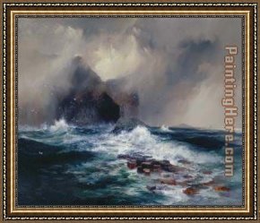 Sunday Afternoon on The Island of La Grande Jatte Framed Paintings - Fingal's Cave, Island of Staffa, Scotland by Thomas Moran