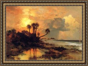 Sunday Afternoon on The Island of La Grande Jatte Framed Paintings - Fort George Island by Thomas Moran