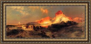 Cliffs Framed Paintings - Green River Cliffs,Wyoming by Thomas Moran