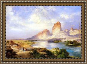 Calla-green Framed Paintings - Green River, Wyoming by Thomas Moran