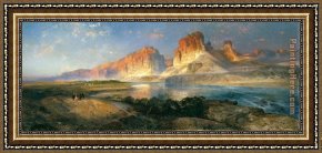 Chasm of The Colorado Framed Paintings - Nearing Camp on the Upper Colorado River by Thomas Moran