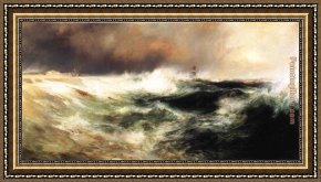 East Bergholt Rectory Framed Paintings - Stranded Ship on East Hampton Beach by Thomas Moran