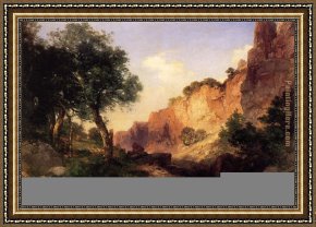 The Buffalo Trail Framed Paintings - The Grand Canyon Hance Trail by Thomas Moran