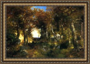 Woodland Walk Framed Paintings - The Woodland Pool by Thomas Moran
