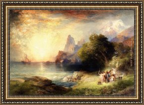 Tropical Framed Paintings - Ulysses and the Sirens by Thomas Moran