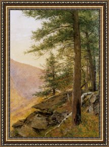 The Clove Catskills Framed Paintings - Hemlocl in the Catskills by Thomas Worthington Whittredge