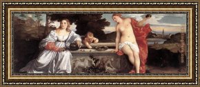 In Love Framed Paintings - Sacred and Profane Love by Titian