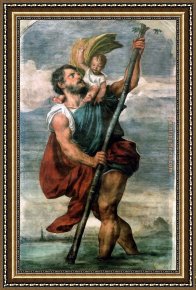 Vue De Saintes Maries 1888 Framed Paintings - Saint Christopher by Titian