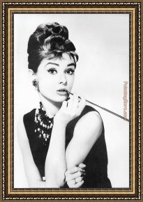 Unknown Artist Framed Paintings - Audrey Hepburn by Unknown Artist