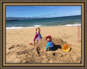 Children on The Beach Framed Paintings - Children on The Beach II by Unknown Artist