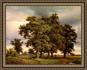 Pear Tree Framed Paintings - crola Oak Trees by Unknown Artist