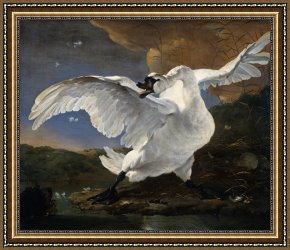 Leda And The Swan Framed Paintings - Jan Asselijn The Threatened Swan by Unknown Artist