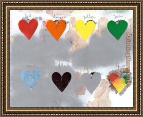 American Hearts II Framed Paintings - Jim Dine Hearts by Unknown Artist