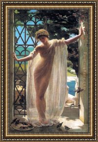 Lesbia And Her Sparrow Framed Paintings - John Reinhard Weguelin Lesbia by Unknown Artist