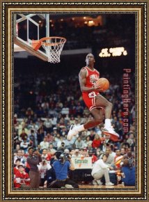 Moment,please Framed Paintings - Michael Jordan Best Dunk Moment by Unknown Artist
