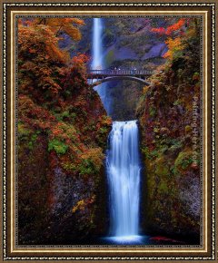 Genesis The Fall And Expulsion From Paradise The Original Sin Framed Paintings - Multnomah Falls, Oregon by Unknown Artist