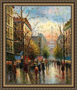 Unknown Artist Framed Paintings - Paris Eiffel Tower by Unknown Artist
