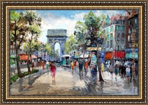 Scene Framed Paintings - Paris Street Scene by Unknown Artist
