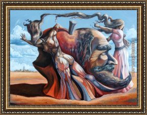 Eve Framed Paintings - the adam eve delusion darwin leon by Unknown Artist