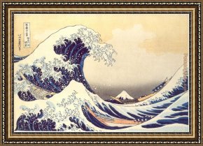 The Wave Framed Paintings - The Great Wave at Kanagawa by Katsushika Hokusai by Unknown Artist