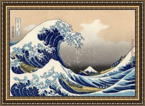 The Wave Framed Paintings - The Great Wave of Kanagawa by Katsushika Hokusai by Unknown Artist