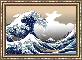 The Wave Framed Paintings - The Great Wave off Kanagawa by Katsushika Hokusai by Unknown Artist