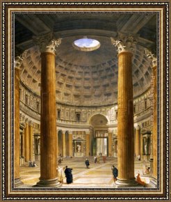 The Colosseum Rome Framed Paintings - The Interior of the Pantheon, Rome, Looking North from the Main Altar to the Entrance by Unknown Artist