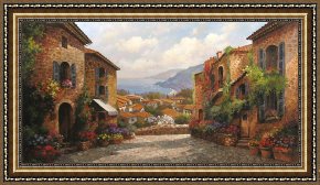 Town Square Framed Paintings - Town by Paul Guy Gantner by Unknown Artist