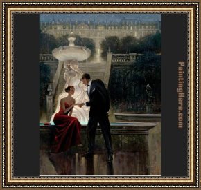 Venice Twilight Framed Paintings - Twilight Romance by Brent Lynch by Unknown Artist