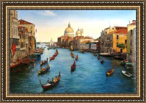 Venice Twilight Framed Paintings - Venice Grand Canal by Unknown Artist