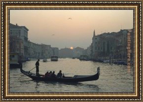 Venice Twilight Framed Paintings - venice sunset by Unknown Artist
