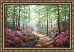 Woodland Walk Framed Paintings - Woodland Walk by Unknown Artist