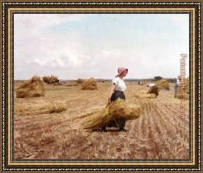 Golden Harvest Framed Paintings - Harvest by Victor Gabriel Gilbert