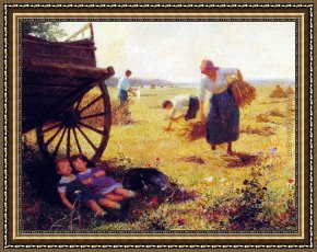 Alexandre-gabriel Decamps Framed Paintings - Haymaking by Victor Gabriel Gilbert